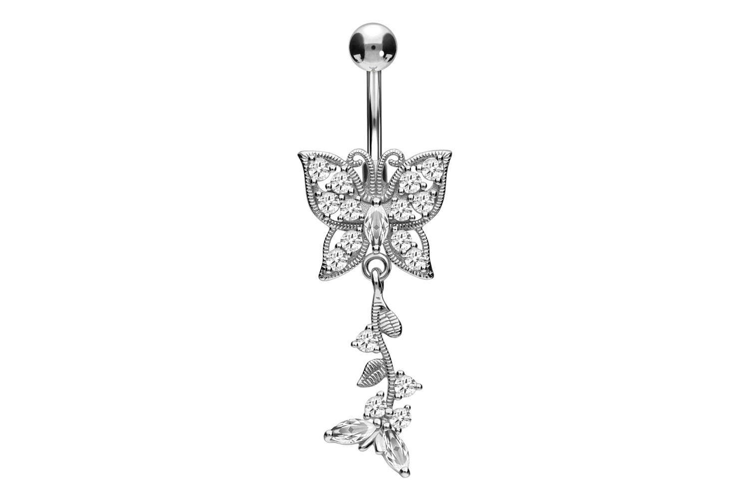 Titan Bananabell Piercing mit 925er Silber-Design SCHMETTERLINGE